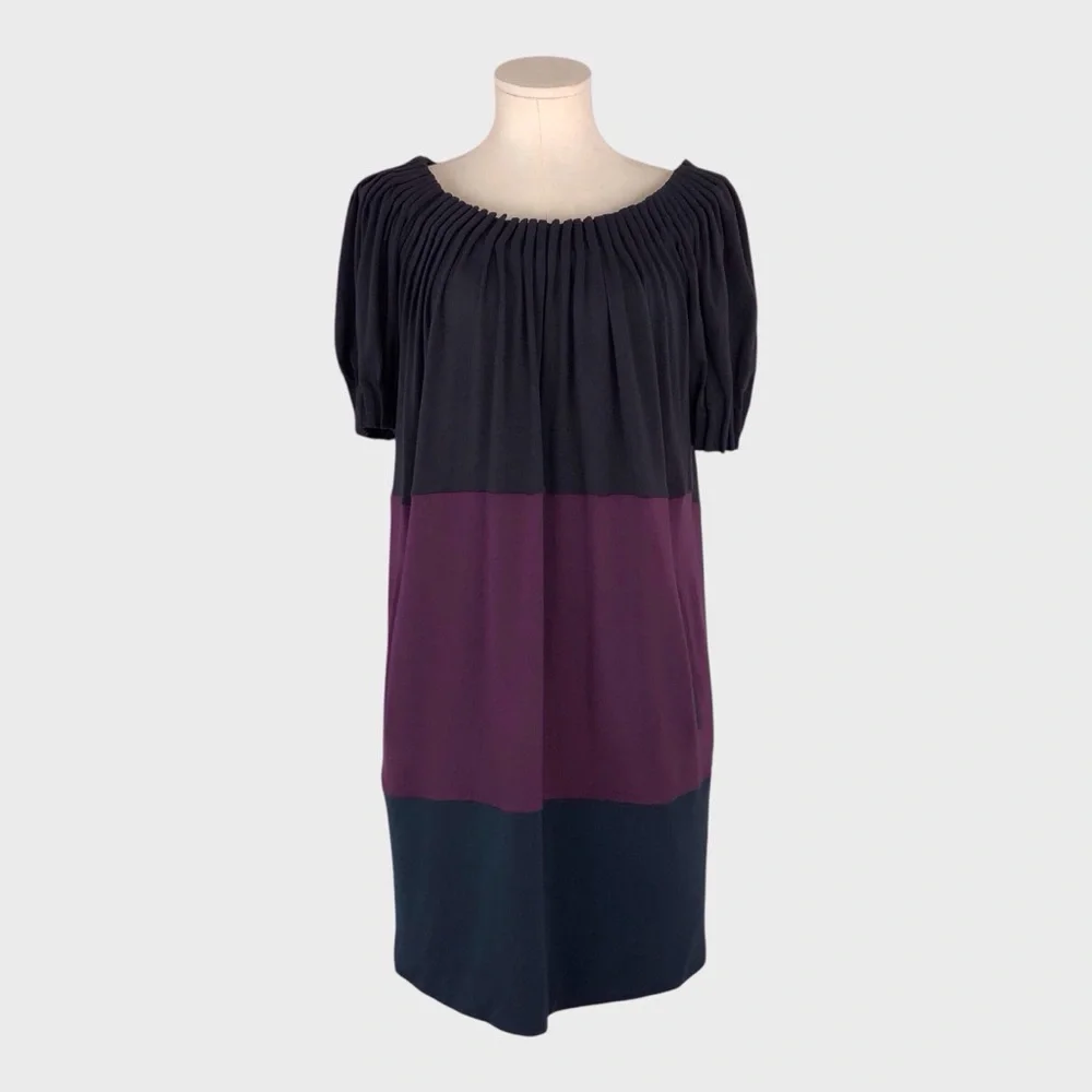 BCBGMaxAzria Color Block‎ Pleated Tunic Dress